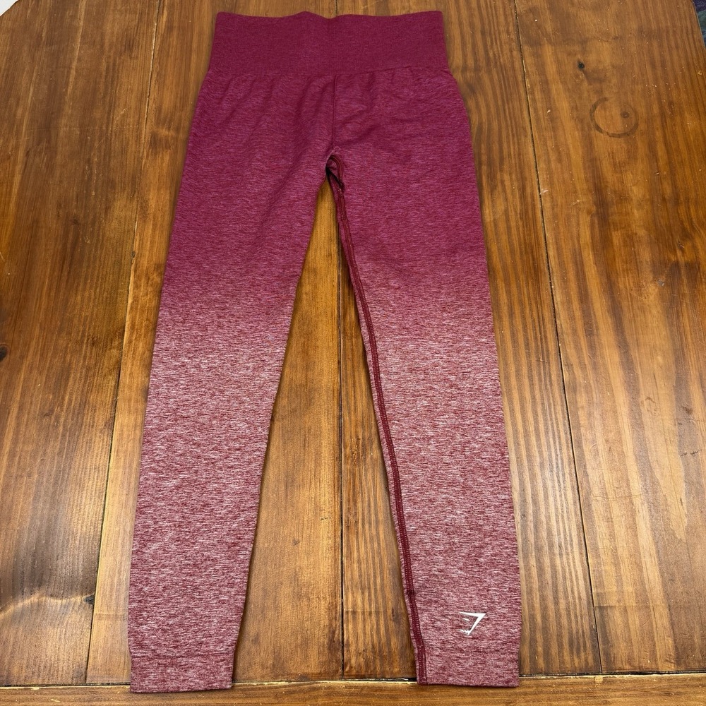 Gymshark Raspberry Small Athletic Window Leg Cuff Details Leggings Gym Workout - Picture 6 of 9
